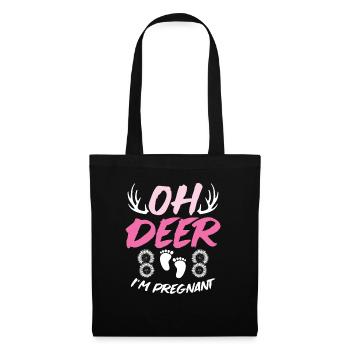 Oh Deer Im Pregnant Schwangerschaft Geburt - Stoffbeutel - Schwarz - Vorne