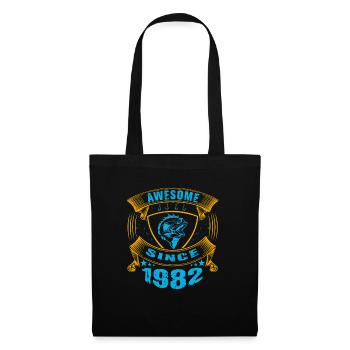 Awesome since 1982. Angel, Angler Geburtstag - Stoffbeutel - Schwarz - Vorne
