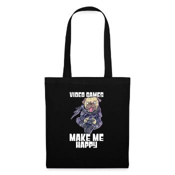 Gaming -Hund - Stoffbeutel - Schwarz - Vorne
