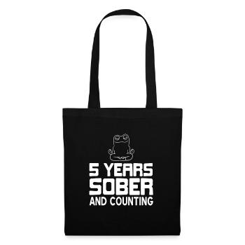 5 Years Sober And Counting Retro Sobriety T-Shirt - Stoffbeutel - Schwarz - Vorne
