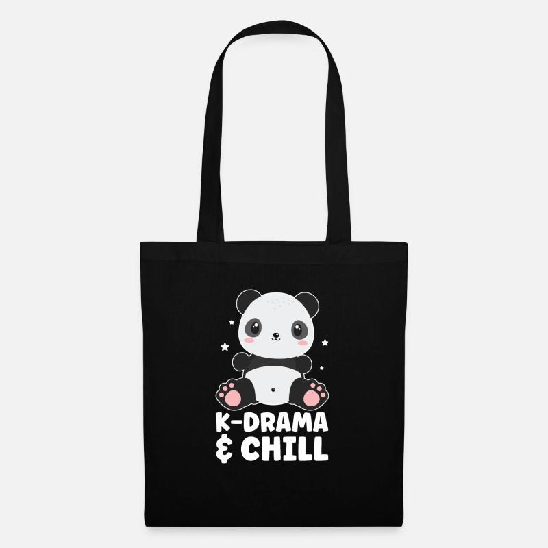Panda K-Drama - Stoffbeutel - Schwarz