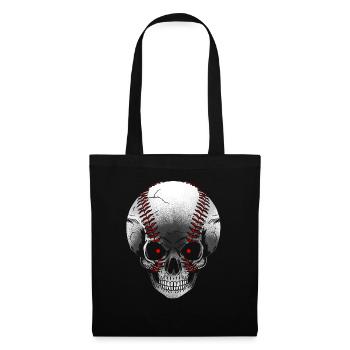 Crâne de baseball - Sac en tissu - noir - Devant