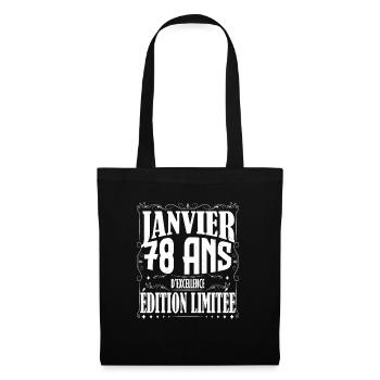 Janvier 78 ans. Cadeau 78 ans janvier anniversaire - Sac en tissu - noir - Devant