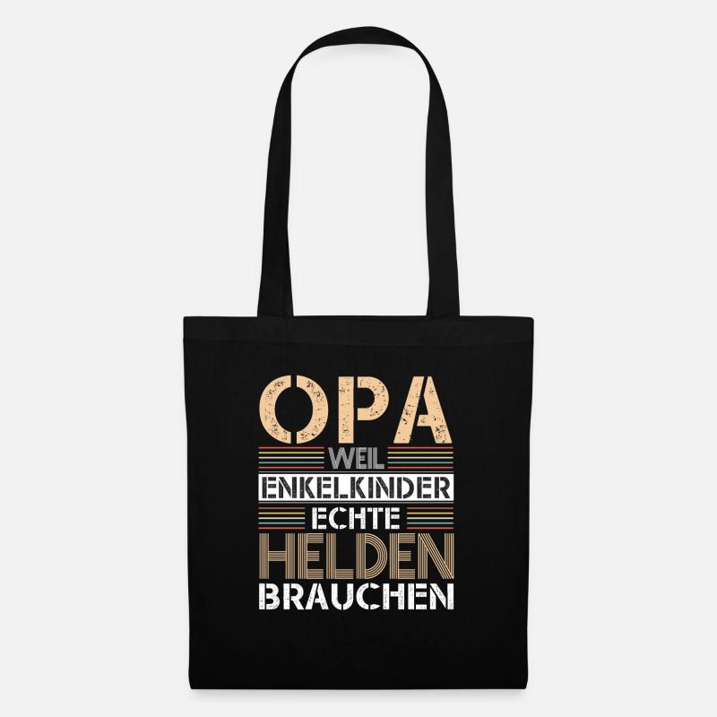Großvater Opa Spruch Vatertag Weil Enkel Echte - Stoffbeutel - Schwarz