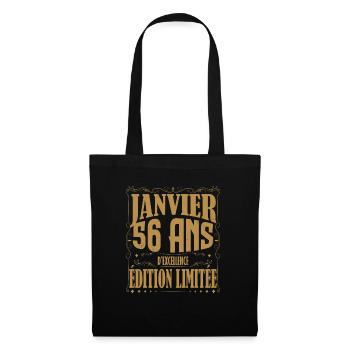 Janvier 56 ans. Cadeau 56 ans janvier anniversaire - Sac en tissu - noir - Devant