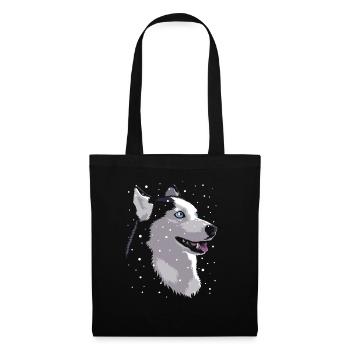 Siberian Husky im Schnee - Stoffbeutel - Schwarz - Vorne