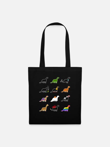 Lustige Dinosaurier Dino Kawaii Dino Brachiosaurus - Stoffbeutel - Schwarz