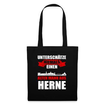 Unterschätze Niemals Einen Alten Mann Aus Herne - Stoffbeutel - Schwarz - Vorne