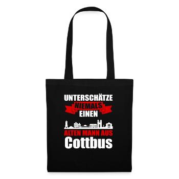 Unterschätze Niemals Einen Alten Mann Aus Cottbus - Stoffbeutel - Schwarz - Vorne