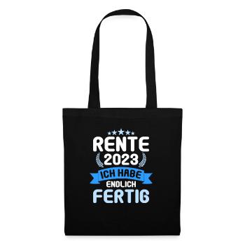 Rentner 2023 Rentnerin 2023 Rente 2023 - Stoffbeutel - Schwarz - Vorne
