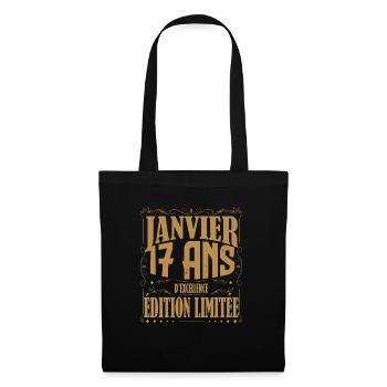 Janvier 17 ans. Cadeau 17 ans janvier anniversaire - Sac en tissu - noir - Devant