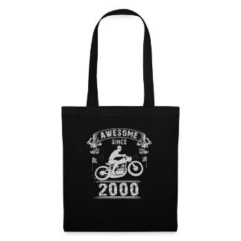 Awesome since 2000, Biker 23. Geburtstag - Stoffbeutel - Schwarz - Vorne