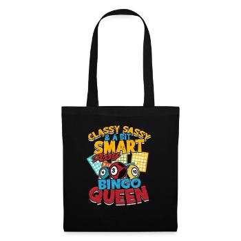 Bingo Jeu Joueur de bingo Grand-mère Loterie de jeu - Sac en tissu - noir - Devant