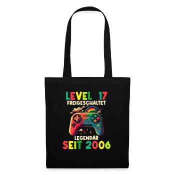 2006 Level 17 Jahre Gaming 17er 17 Geburtstag - Stoffbeutel - Schwarz - Vorne