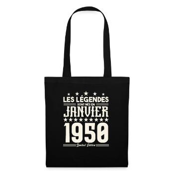 cadeau d'anniversaire janvier 1950. Janvier 1950. - Sac en tissu - noir - Devant