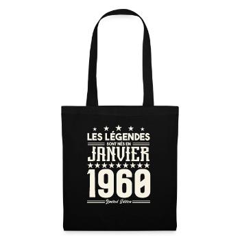 cadeau d'anniversaire janvier 1960. Janvier 1960. - Sac en tissu - noir - Devant