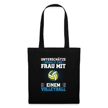 Volleyball Frau Geschenkidee - Stoffbeutel - Schwarz - Vorne
