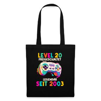 2003 Level 20 Jahre Gaming 20er 20 Geburtstag - Stoffbeutel - Schwarz - Vorne