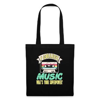 Je collectionne la musique Quel est votre superpouvoir? Rétro - Sac en tissu - noir - Devant