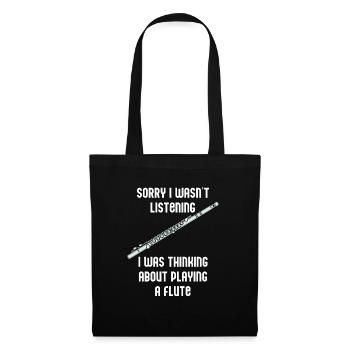 Playing Flute Funny Saying Flutist Orchestra - Tote Bag - black - Front