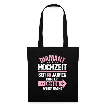 60 verheiratet Diamant Hochzeit 60.Hochzeitstag - Stoffbeutel - Schwarz - Vorne