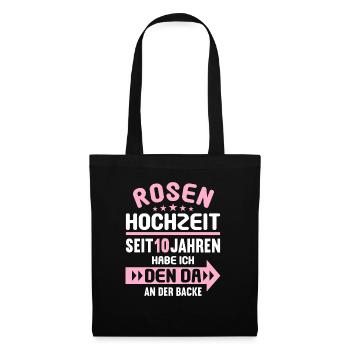 10 verheiratet Rosen Hochzeit 10.Hochzeitstag - Stoffbeutel - Schwarz - Vorne