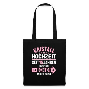 15 Verheiratete Kristall Hochzeit 15. Hochzeitstag - Stoffbeutel - Schwarz - Vorne
