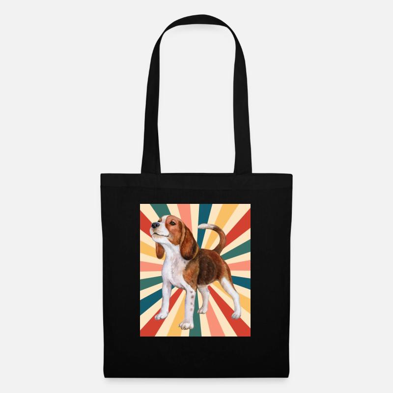 Nette Beagle Hunderasse 80er 90er Jahre Retro Stil Vintage - Stoffbeutel - Schwarz