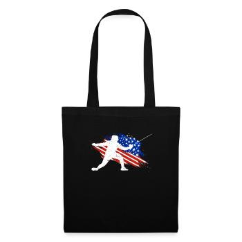 Fencer American Flag T-Shirt I Proud - Tote Bag - black - Front