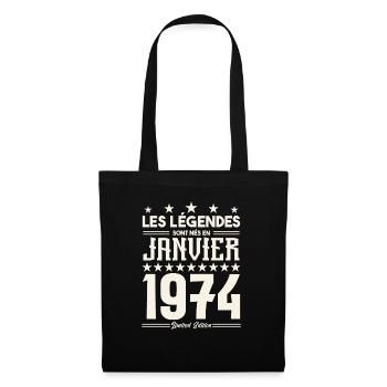 cadeau d'anniversaire janvier 1974. Janvier 1974. - Sac en tissu - noir - Devant