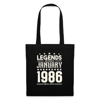 Cadeau Légende Janvier 1986. cadeau janvier 1986. - Sac en tissu - noir - Devant