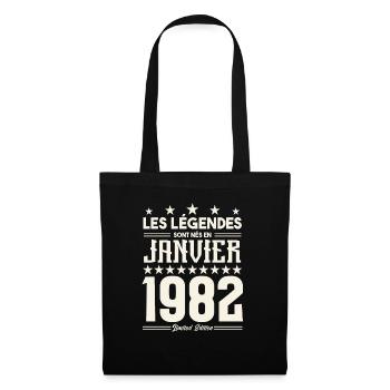 cadeau d'anniversaire janvier 1982. Janvier 1982. - Sac en tissu - noir - Devant