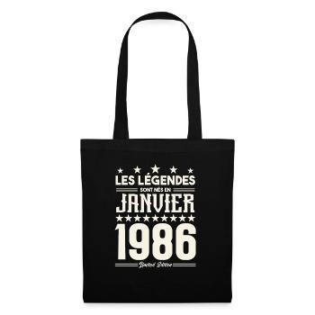 cadeau d'anniversaire janvier 1986. Janvier 1986. - Sac en tissu - noir - Devant