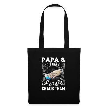 Papa und Sohn Chaos Team Vatertag - Stoffbeutel - Schwarz - Vorne