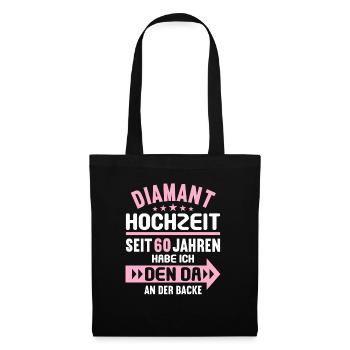 60 verheiratet Diamant Hochzeit 60.Hochzeitstag - Stoffbeutel - Schwarz - Vorne