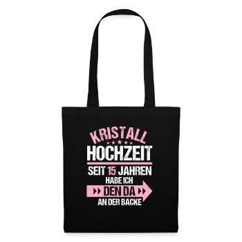 15 Verheiratete Kristall Hochzeit 15. Hochzeitstag - Stoffbeutel - Schwarz - Vorne
