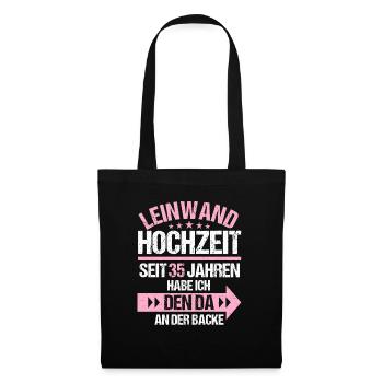 35 verheiratet Leinwand Hochzeit 35.Hochzeitstag - Stoffbeutel - Schwarz - Vorne