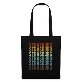 Strasburg Stadt Retro Vintage - Stoffbeutel - Schwarz - Vorne