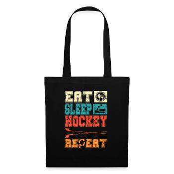 Eat Sleep Hockey Wiederholen Sie lustigen Retro-Jahrgang - Stoffbeutel - Schwarz - Vorne