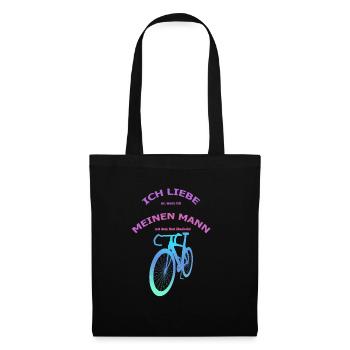 Rennrad Liebe meinen Mann! Perspektive Rosa-Türkis - Stoffbeutel - Schwarz - Vorne