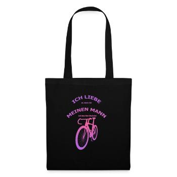Rennrad Liebe meinen Mann! Perspektive Rosa - Stoffbeutel - Schwarz - Vorne