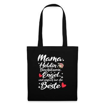 Mama Muttertag Spruch Lieblingsmama Heldin Engel - Stoffbeutel - Schwarz - Vorne