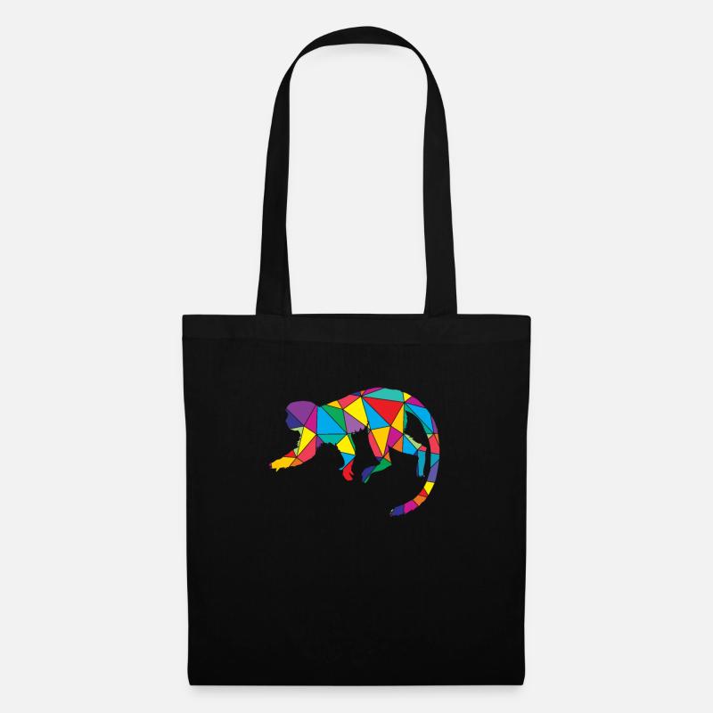Affe Polygon Low Poly Wild Animal - Stoffbeutel - Schwarz