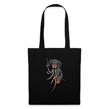Mignon teckel tissu mordant sucer teckel - Sac en tissu - noir - Devant