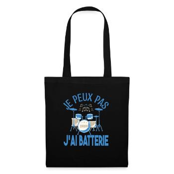 Je peux pas j'ai batterie. Cadeau batteur Musicien - Sac en tissu - noir - Devant