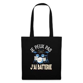 Je peux pas j'ai batterie. Cadeau batteur Musicien - Sac en tissu - noir - Devant