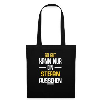Stefan Vorname Name Geburtstag - Stoffbeutel - Schwarz - Vorne
