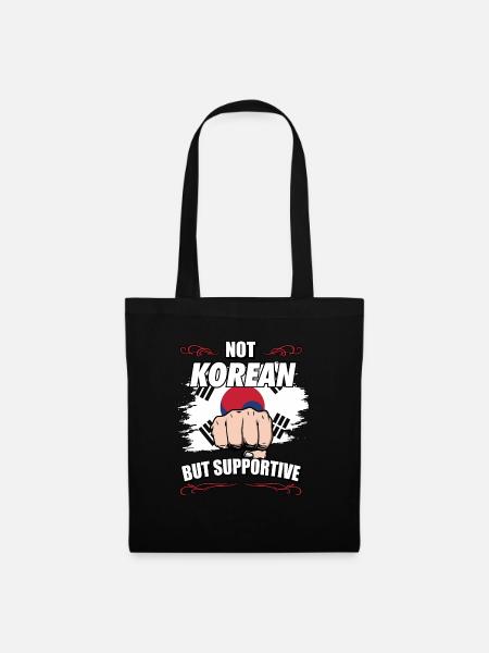 Not Korean But Supportive Travel Tourist Korean - Stoffbeutel - Schwarz