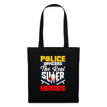 Real Heroes Father's Day Design for Policeman - Stoffbeutel - Schwarz - Vorne