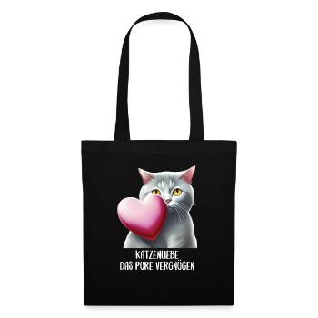 Katzen Sprüche Katzenmotiv Katzenliebhaber - Stoffbeutel - Schwarz - Vorne